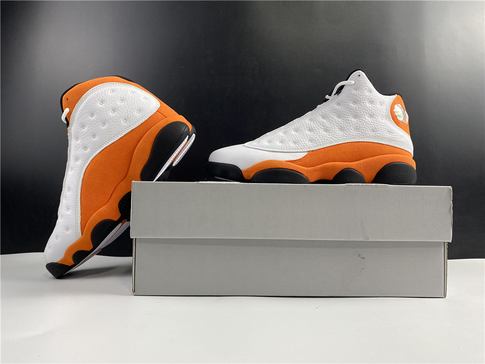 2020 Men Air Jordan 13 Retro White Orange Black Shoes